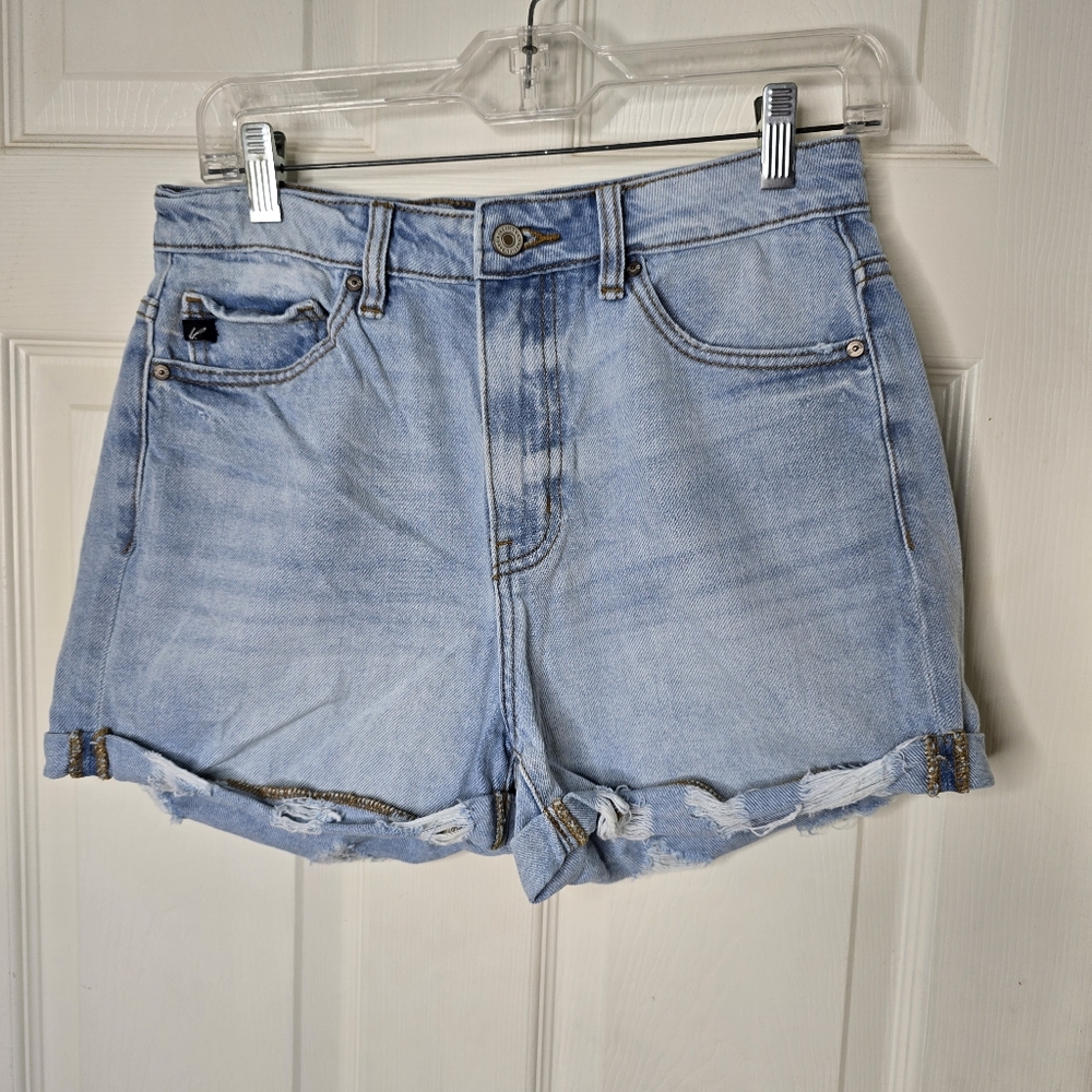 Kancan Faded Denim Women's Distressed Cuffed Hem Shorts‎ 26
